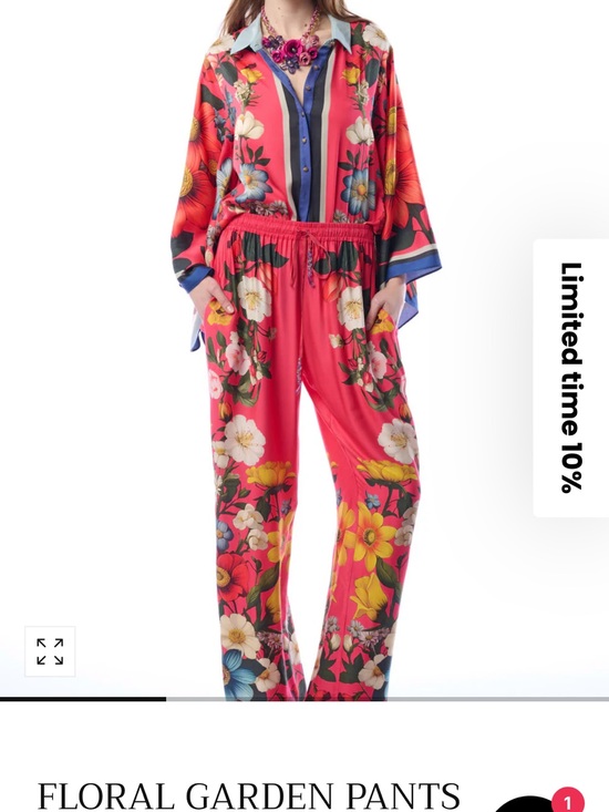 Aratta Pants - Aratta Coral Floral Wide-Leg Pants